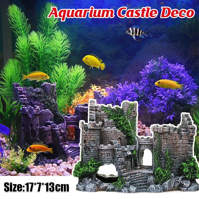 Aquarium Rocks Ancient Castle Tower Aquarium Decor 17*7*13cm