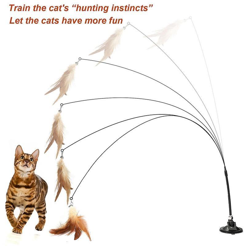 6x Interactive Cat Toys Stick with Suction Cup