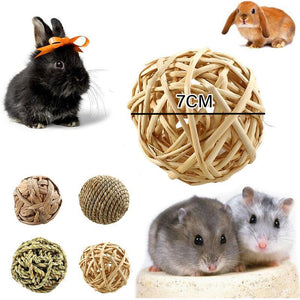 Durable Chew Toys for Rabbits Natural Grass Ball Set