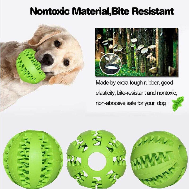 Dog Chew Toy Rubber Ball Dental Clean Teeth Healthy Food Dispenser Puppy Pet