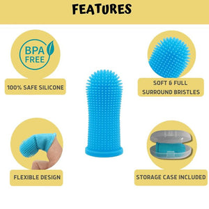 Super Soft Pet Finger Toothbrush Sky Blue