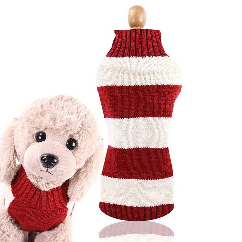 Pet Jumper Sweater Knitwear Red Thick Stripes