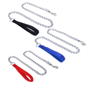 120cm Metal Chain Dog Leash With Padded Handle 3 Colours