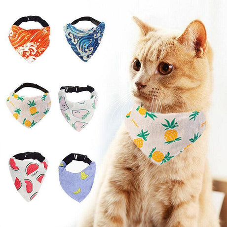 Pet Bandana-Style Collar Saliva Towel Adjustable for Cat Kitten Dog Puppy