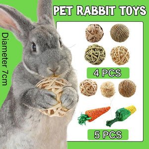 Natural Grass Rabbit Chew Toys Set – Safe and Durable