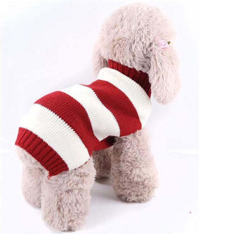 Pet Jumper Sweater Knitwear Red Thick Stripes