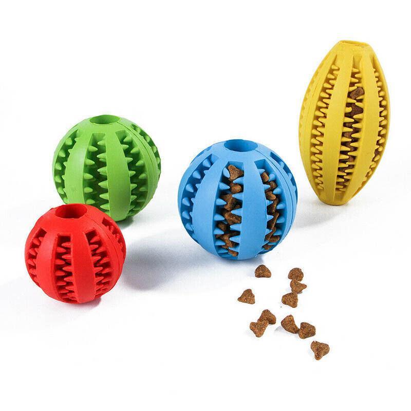 Dog Chew Toy Rubber Ball Dental Clean Teeth Healthy Food Dispenser Puppy Pet