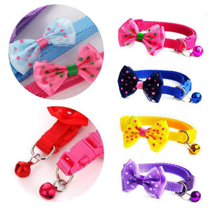 Adjustable Bow Tie Pet Collar with Bell Stylish Designer Cat & Dog Collars