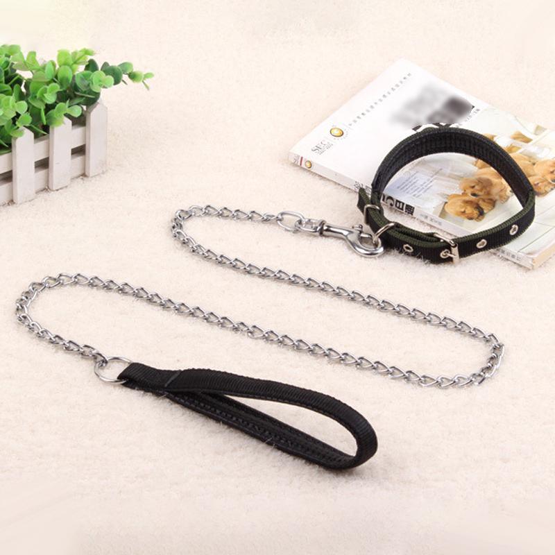 120cm Metal Chain Dog Leash With Padded Handle 3 Colours