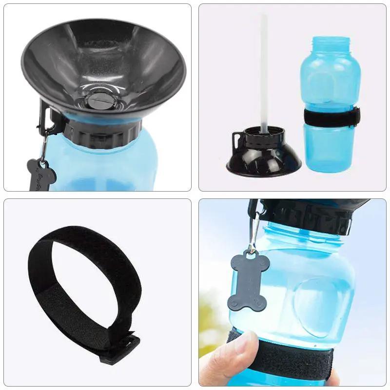 500ml Dog Cat Water Bottle Blue Pink Grey