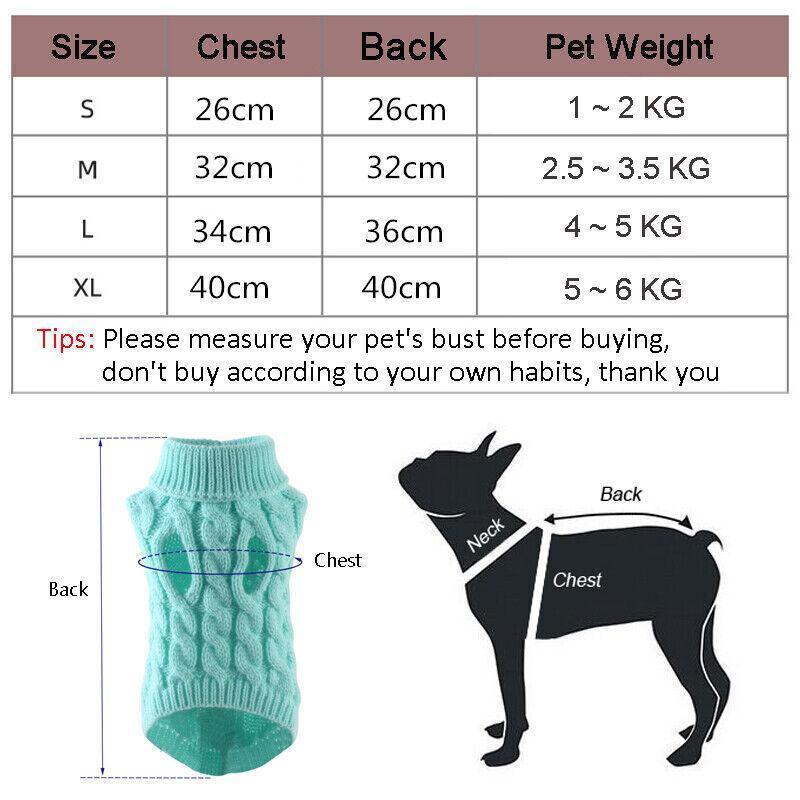 Puppy Dog Jumper Winter Warm Knitted Sweater Pet Clothes Small Dogs Coat