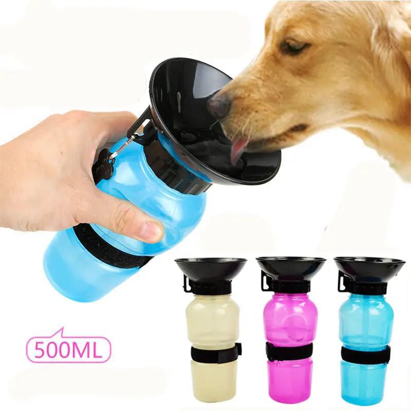 500ml Dog Cat Water Bottle Blue Pink Grey