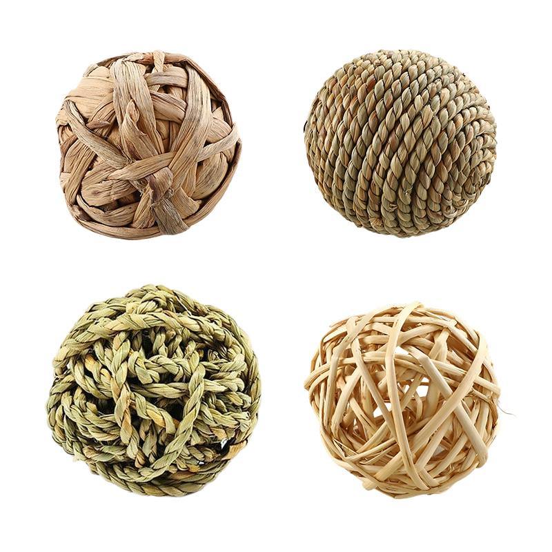 Durable Chew Toys for Rabbits Natural Grass Ball Set