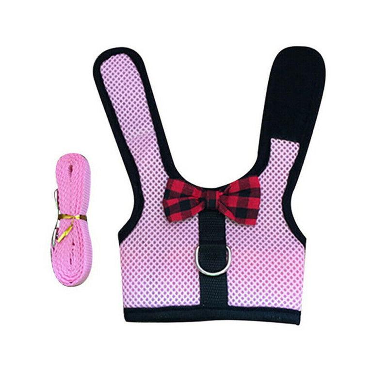 Mesh Rabbit Vest Harness and Leash Set Pink