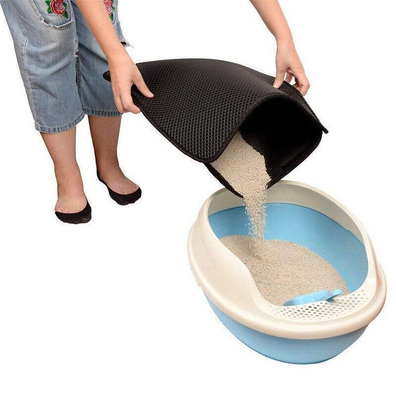 Cat Litter Box + Foldable Double-Layer Cat Litter Mat