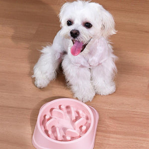 Nonslip Dog Slow Feeder Bowl Pink