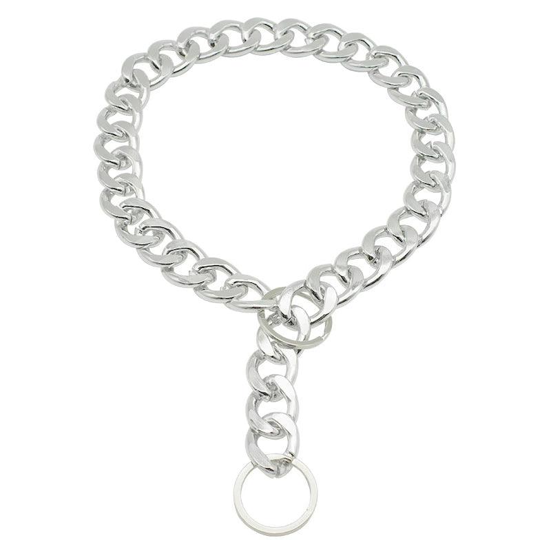 Heavy-Duty Dog Chain Collar Silver