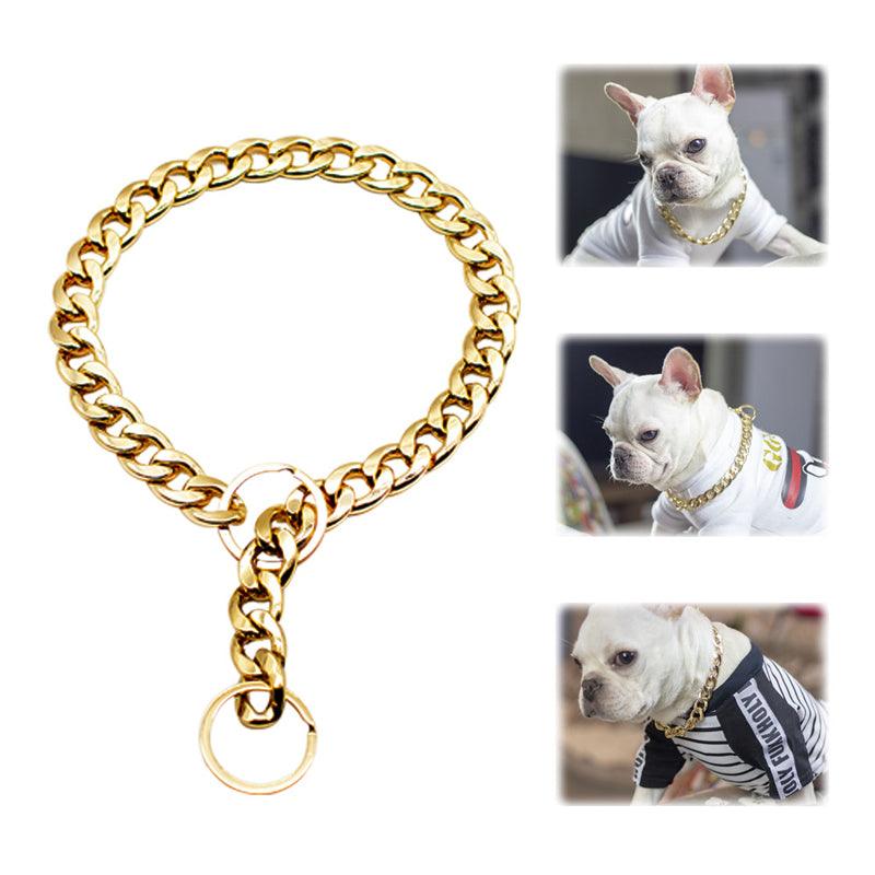 Heavy-Duty Gold Chain Dog Collar