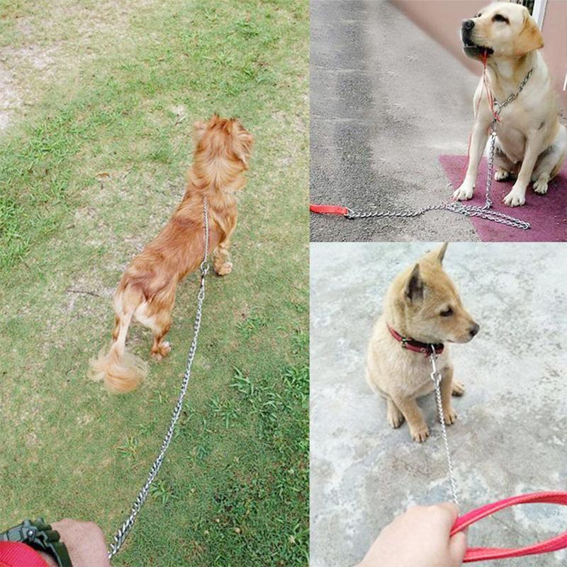 120cm Metal Chain Dog Leash With Padded Handle 3 Colours