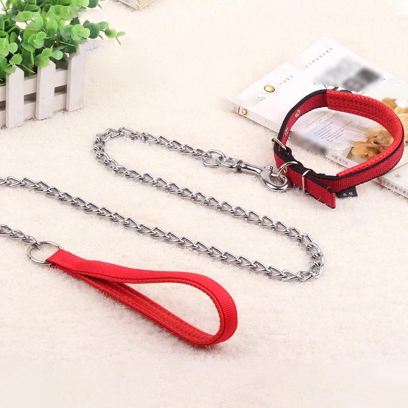 120cm Metal Chain Dog Leash With Padded Handle 3 Colours