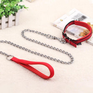 120cm Metal Chain Dog Leash With Padded Handle 3 Colours