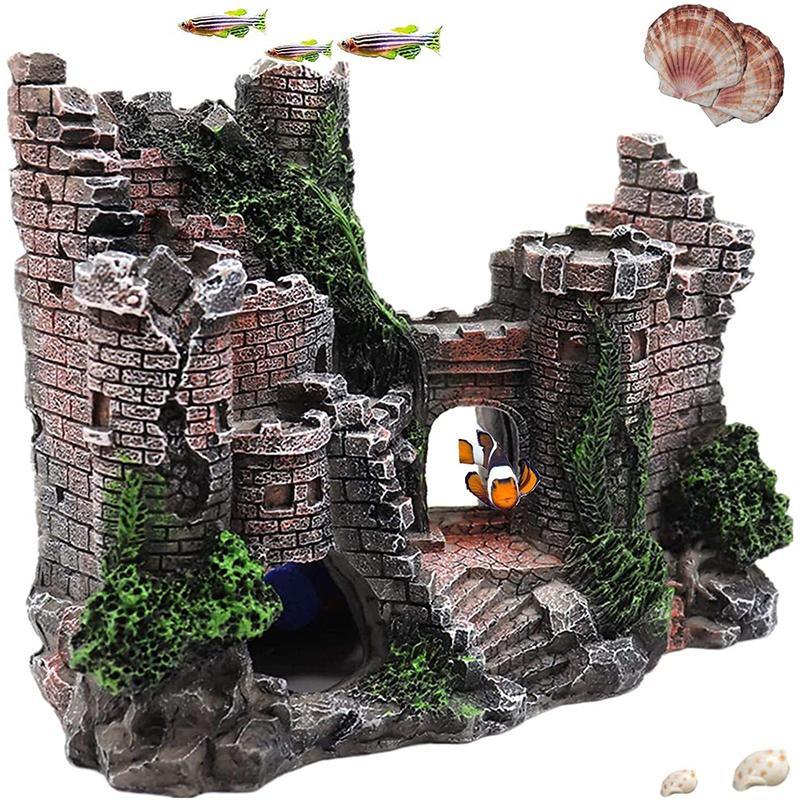 Aquarium Rocks Ancient Castle Tower Aquarium Decor 17*7*13cm