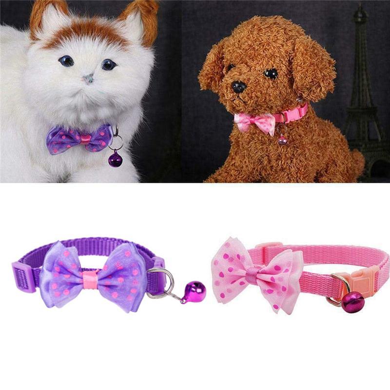 Adjustable Bow Tie Pet Collar with Bell Stylish Designer Cat & Dog Collars