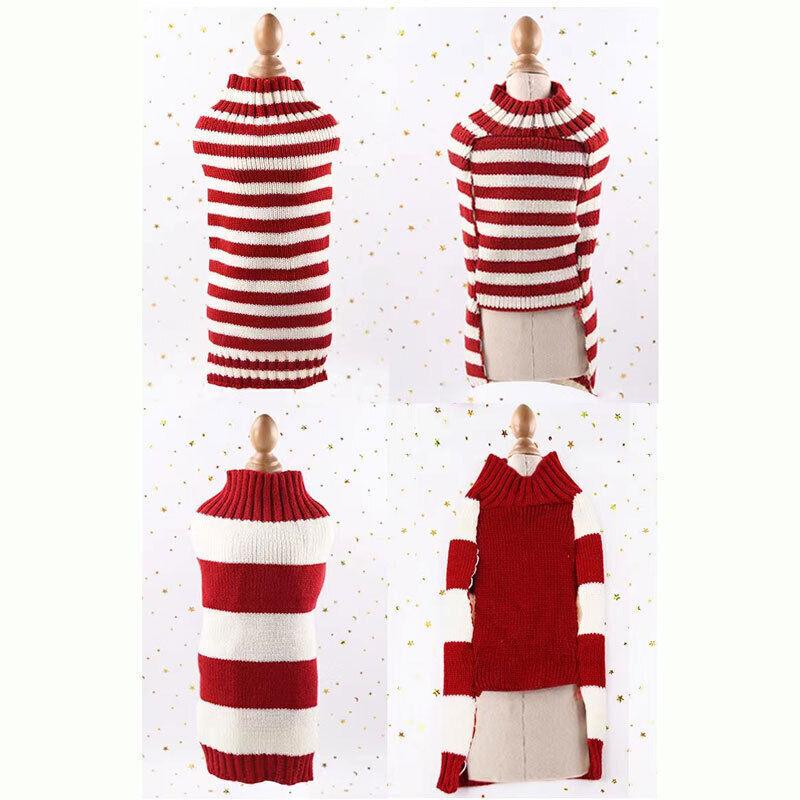 Pet Jumper Sweater Knitwear Red Thick Stripes