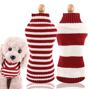 Pet Jumper Sweater Knitwear Red Thick Stripes