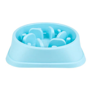 Nonslip Dog Slow Feeder Bowl Blue