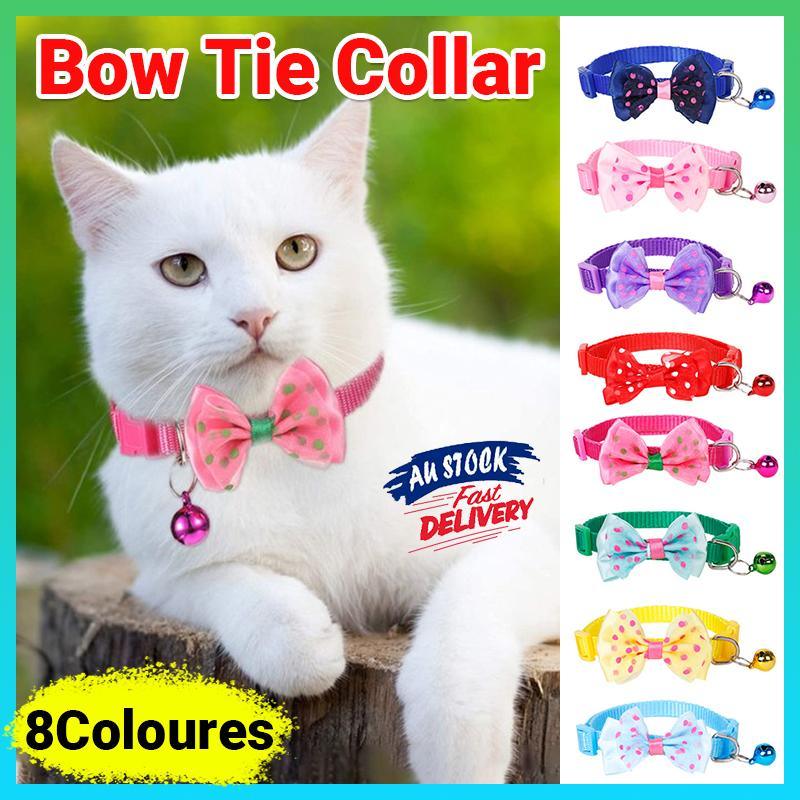 Adjustable Bow Tie Pet Collar with Bell Stylish Designer Cat & Dog Collars