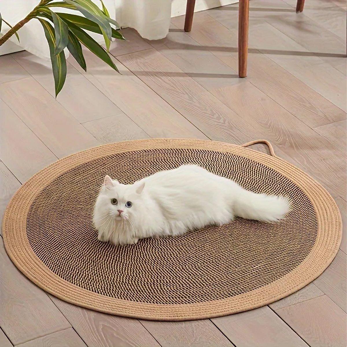 Woven Rattan Cat Scratching Mat Durable Scratch Board & Sleeping Pad