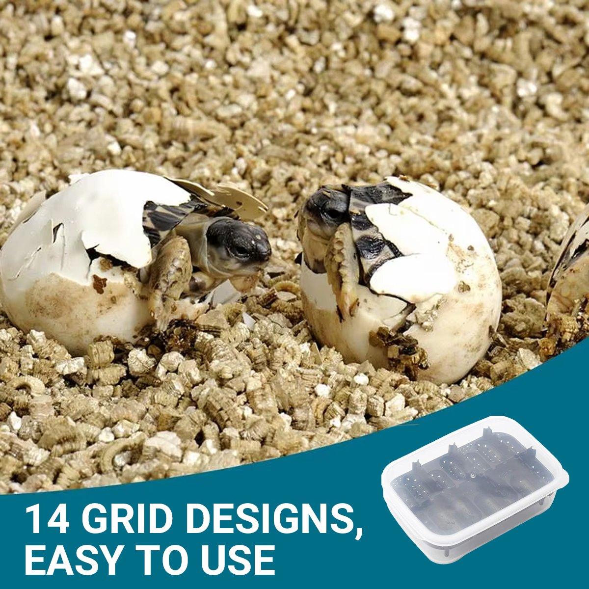 14 Grids Reptile Egg Incubator Secure Hatch Box for Lizards & Turtles