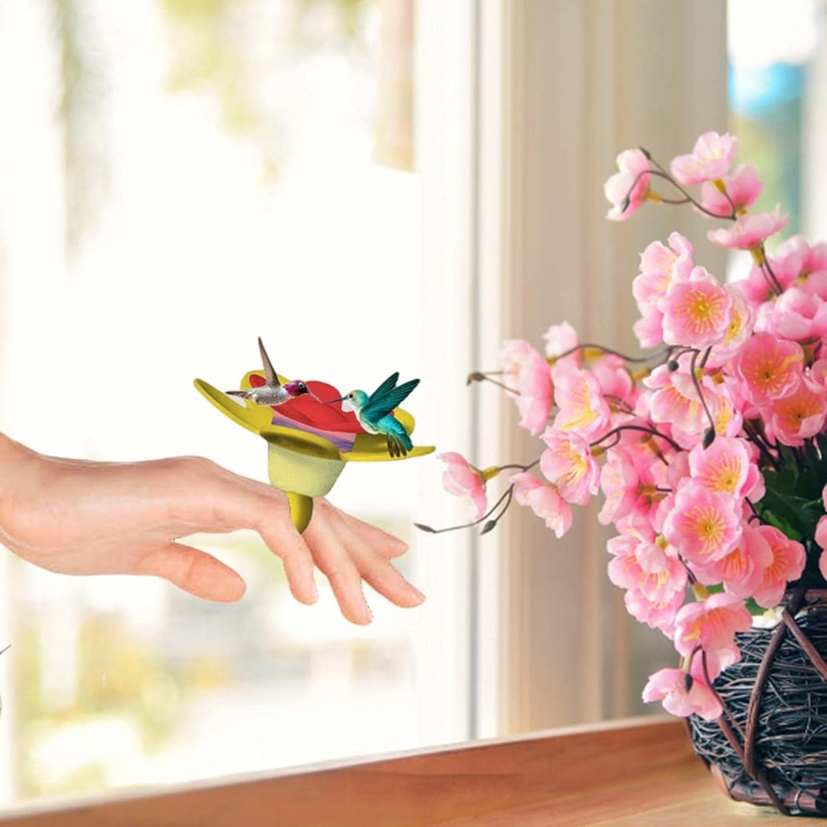 Wearable Hummingbird Feeder Ring for Close-Up Bird Feeding