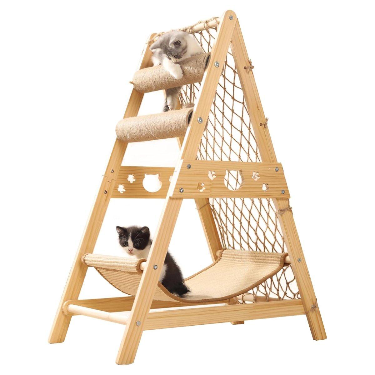 Multifunctional Cat Climbing Frame Hammock Scratching Post & Play Ball