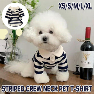 Striped Crew Neck Dog T-Shirt Fashionable Pet Outfit in Multiple Sizes