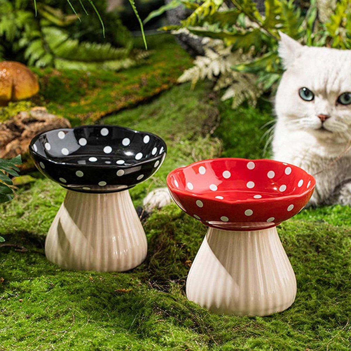 Pet Elevated Mushroom Bowl Cat Dog Bowl Dish Food Feeder Raised Cat Bowl