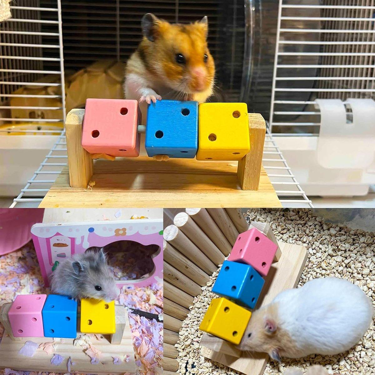 Wooden Chew Toy with Colorful Blocks Small Pet Toys