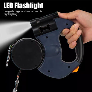 Dual Retractable Dog Leash with 360° Swivel and LED Flashlight