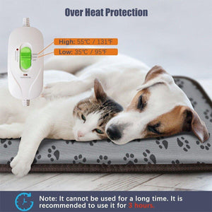 Electric Pet Heating Pad Waterproof Cover Dogs Cats Bed Blanket