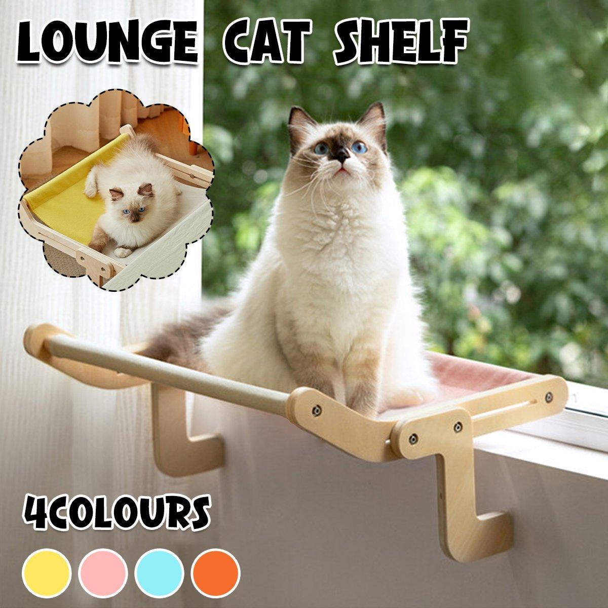 Durable Solid Wood Window Hanging Cat Hammock