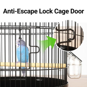 Round Bird Cage Metal Cage Large Pet Birdcage Indoor Outdoor Parrot Hamster