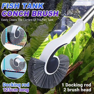 Fish Tank Conch Brush - 125cm Long Handle Aquarium Cleaner for Corners & Seams