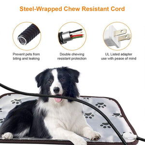 Electric Pet Heating Pad Waterproof Cover Dogs Cats Bed Blanket