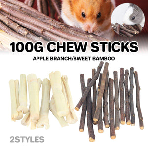 Natural Pet Chew Sticks - 100g Apple Branches and Sweet Bamboo