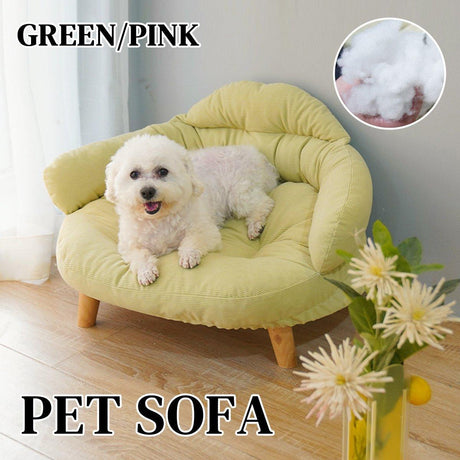 Cozy Pet Sofa Bed with Sturdy Wooden Base and Plush Cushion for Cats and Dogs