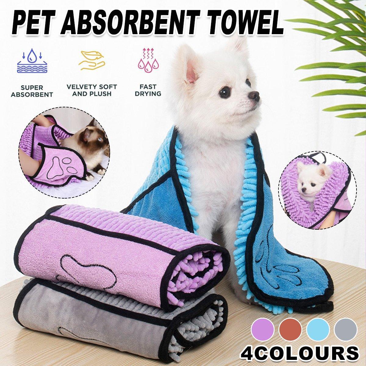 Ultra Absorbent Pet Towel for Quick Drying - Soft Dog Towel with Paw Print Design