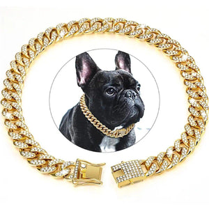 Adjustable Rhinestone Pet Collar for Dogs & Cats 40-60cm