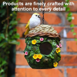 Hanging Resin Birdhouse Hand-Painted Outdoor Garden Decor