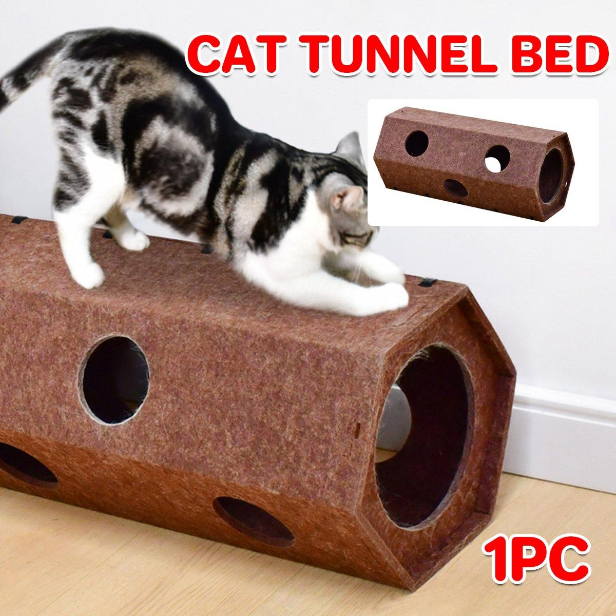 Cat Tunnel Bed Durable Felt Hexagonal Cat Play Tunnel & Bed